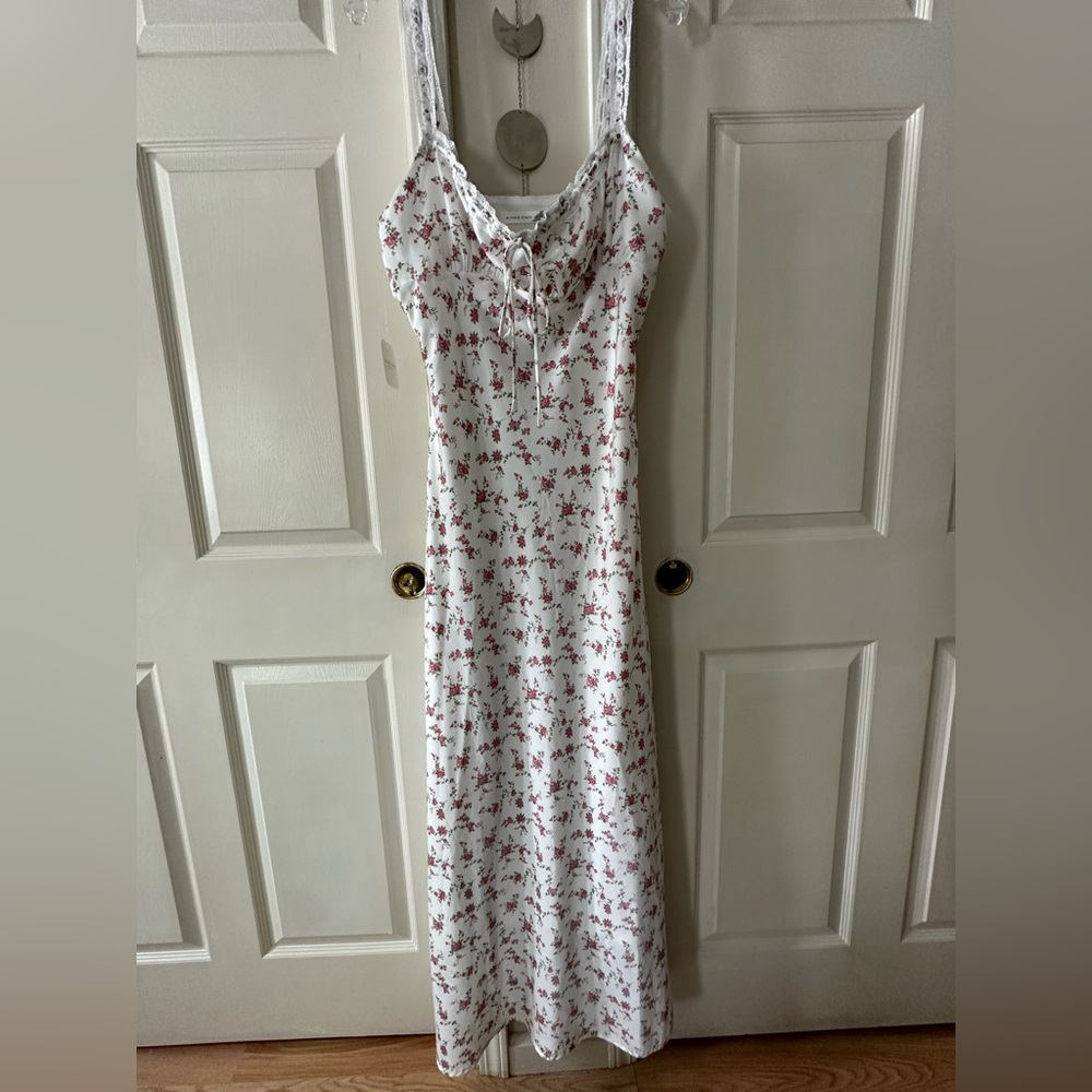 Chic White and Pink Floral Maxi Dress